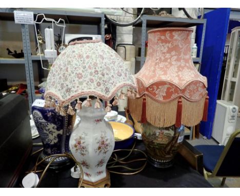 Three ceramic table lamps and another. Not available for in-house P&amp;P 