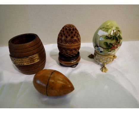 Two treen eggs. P&amp;P Group 1 (£14+VAT for the first lot and £1+VAT for subsequent lots) 