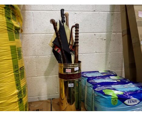 Umbrella/stick stand with contents. Not available for in-house P&amp;P 