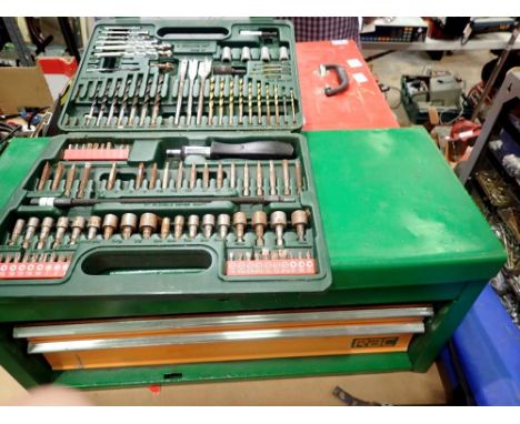 Tool box of tool contents includes 100 piece screwdriving and drilling set. Not available for in-house P&amp;P 