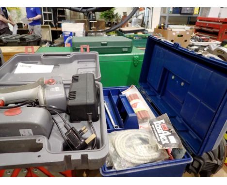 Tool box with tools and a performance 18v drill with charger. All electrical items in this lot have been PAT tested for safet