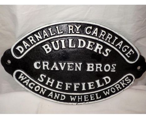 Cast iron Craven Brothers Coach Builders sign, W: 20 cm. P&amp;P Group 1 (£14+VAT for the first lot and £1+VAT for subsequent