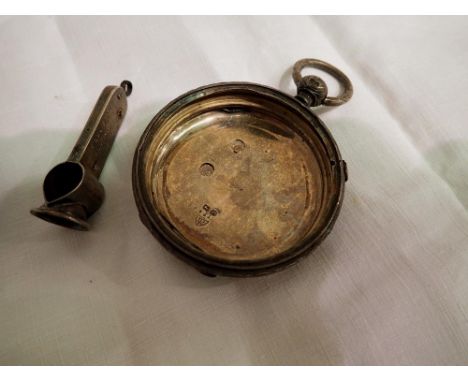Hallmarked silver cigar cutter with steel blade and a hallmarked silver pocket watch case, combined 44g. P&amp;P Group 1 (£14