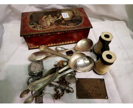 Mixed collectables including watches pocket watch chains, flatware etc. P&amp;P Group 1 (£14+VAT for the first lot and £1+VAT