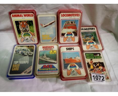 Eight sets of various themed top trumps card games. P&amp;P Group 1 (£14+VAT for the first lot and £1+VAT for subsequent lots