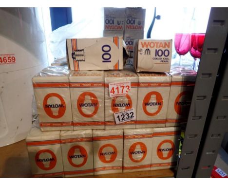 Seven new and sealed cases of ten Wotan E27 light bulbs. Not available for in-house P&amp;P 