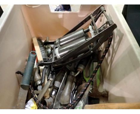 Small quantity of hand tools including an axe and pump. Not available for in-house P&amp;P 