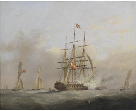 Nicholas Matthew Condy (British, 1818-1851)'The Bellona Commanded by H.I.H. The Archduke Frederic of Austria leaving Plymouth