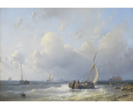 Abraham Hulk (Dutch, 1813-1897)A fresh breeze signed 'A.Hulk' (lower left) oil on panel  21.3 x 30.5cm (8 3/8 x 12in).For fur