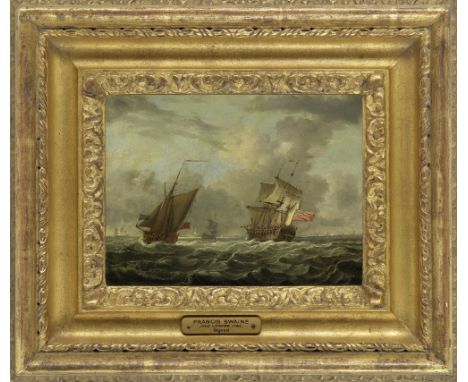 Francis Swaine (London circa 1720-1782)An English man-of-war and other shipping in choppy waters signed 'FSwaine' (lower righ