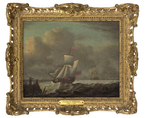 Francis Swaine (London circa 1720-1782)An English frigate coming into harbour signed 'FSwaine' (lower left)oil on panel19 x 2