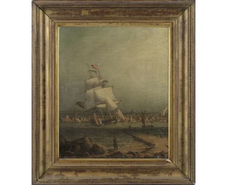 Robert Salmon (British, 1775-1845)Shipping in the Mersey, Liverpool beyond signed, dated and inscribed with artist's stock no