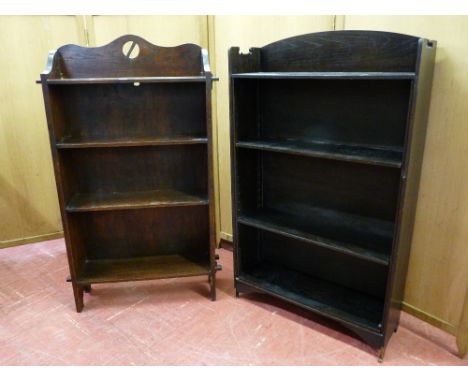 A POLISHED FOUR SHELF OPEN BOOKCASE and a polished open bookcase with adjustable shelves