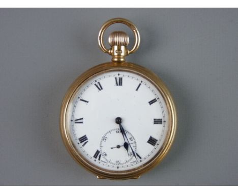 A NINE CARAT GOLD & PART CHROME ENCASED DENNISON STAR GENT'S POCKET WATCH, the back and winder being in gold and the movement