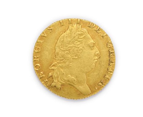 George III (1760 - 1820), 1795 Guinea. Obv: Fifth, laureate portrait of George III right. Rev: Crowned, ''spade'' shaped shie