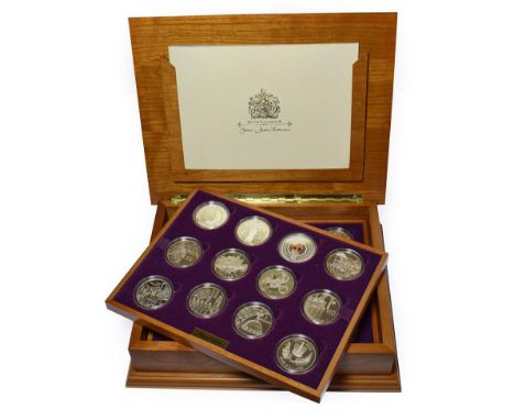 Elizabeth II, 24-Coin Silver Proof ''Golden Jubilee'' Set comprised of Great Britain, 2002 silver proof ''Queen on horseback'