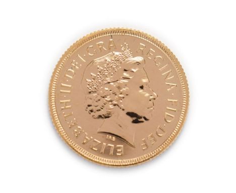 Elizabeth II (1952 -), 2002 Brilliant Uncirculated Golden Jubilee Sovereign. Obv: Fourth, crowned portrait of Elizabeth II ri