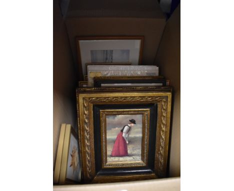 A selection of prints and picture frames including golf interest