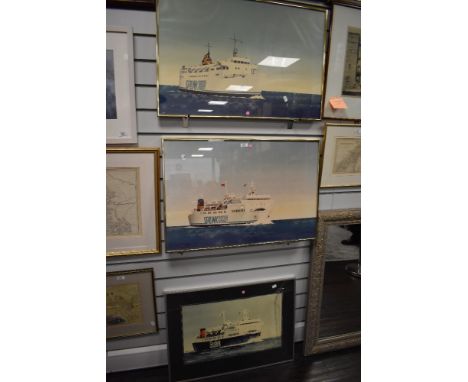 Three mid century prints of Sealink British ferries