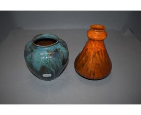 Two vase by Pilkington Royal Lancastrian pottery one umber and russet glazed with similar AF
Both vase having had damage and 