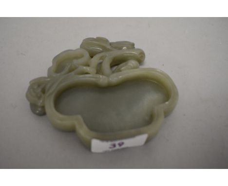 A Chinese carved jade ink or mixing pot.