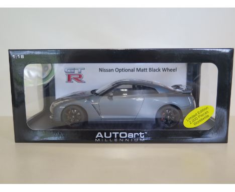 An Autoart Millennium, Limited edition 1:18 scale, die-cast model Nissan GT R car, with original box and as new 