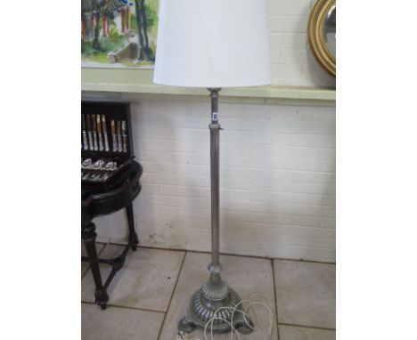 A 20th Century chrome standard lamp and shade - 156cm H 