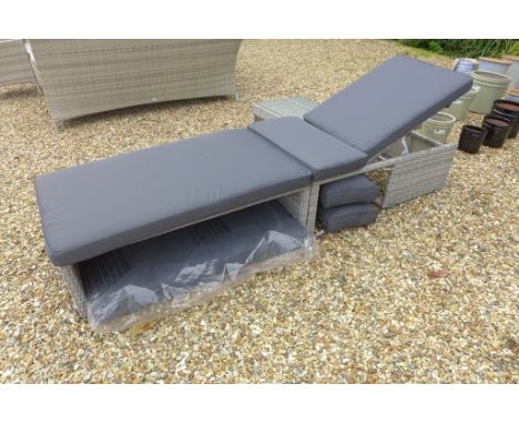 A Bramblecrest Chiltern bench lounger - grey coloured all weather wicker 
