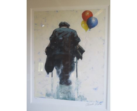 A framed and glazed limited edition print called, The Balloon Seller, signed and numbered in the margin Alexander Millar, 80c