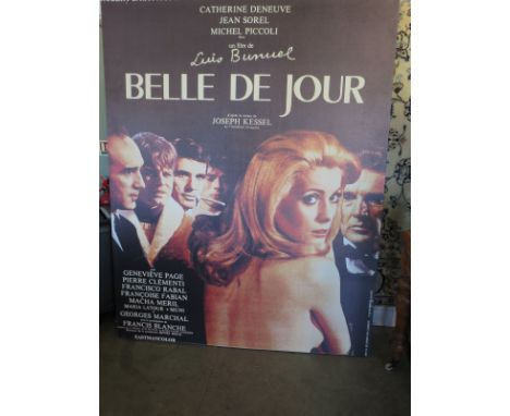 A large print on canvas of the iconic French film 'Belle De Jour' starring Catherine Deneuve 178cm x 138cm - small hole and m