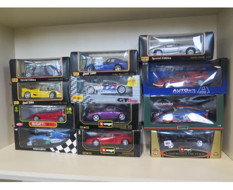 A collection of 1:18 scale cars to include - Maisto Special Editions Jaguar XJ220 1992, Lamborghini Jota 1995, Ferrari F50 19