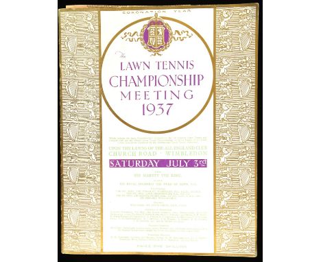 Wimbledon Programme 1937, Saturday July 3rd; (final day); press cuttings inserted; final results handwritten with Don Budge a