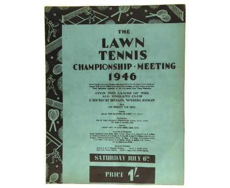 Wimbledon Programme 1946, Saturday July 6th; (final day); final results handwritten with Yvon Petra and Pauline Betz as singl