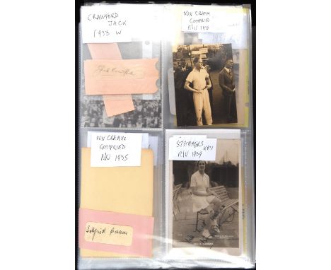 Large Collection of Vintage Signed Tennis Player Slips and Photos: Autographs from 120 players. 65 men to include: AMRITRAJ, 