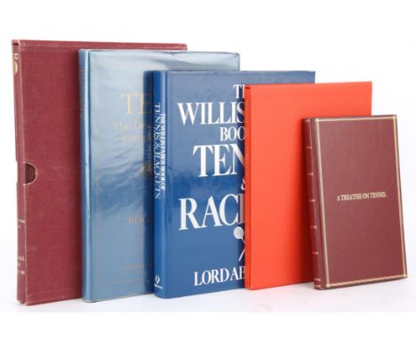 Five Real Tennis Books: Aberdare, Lord; THE WILLIS FABER BOOK OF TENNIS & RACKETS; Stanley Paul in London; 1980; in large 4to