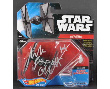 Star Wars - Mark Everex-Collett - Hot Wheels made First Order TIE Fighter carded model / action figure. Signed to the front i