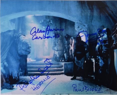 Star Wars - Jabba's Palace - a unique multi-signed 8x10" photograph from Return Of The Jedi, signed by x4 original cast membe