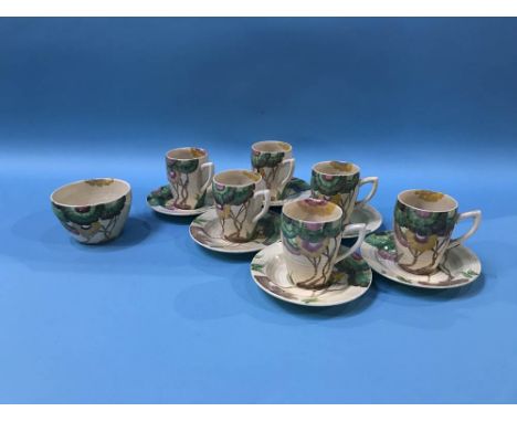 A Clarice Cliff Bizarre Bonjour 'Aurea' pattern coffee service