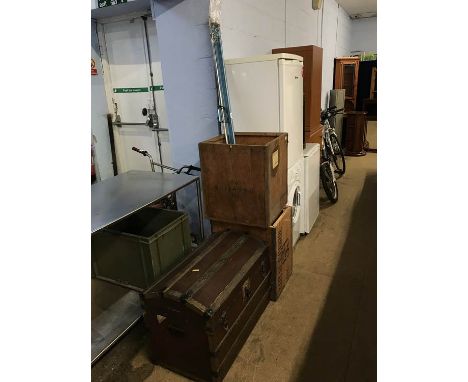 Dome top trunk and two tea chests