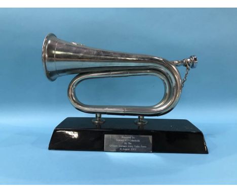 A mounted bugle, presented to Colonel M. P. Colacicchi