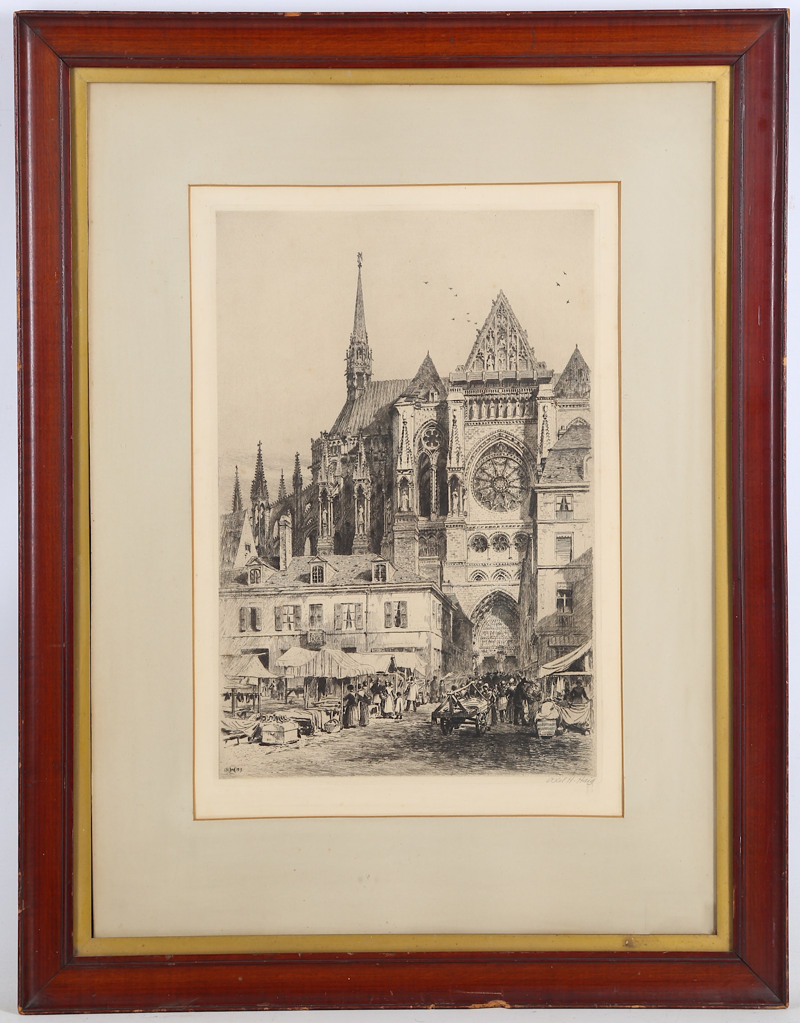 Axel Haig (Swedish, 1835-1921), a pair of Continental churches, etching ...