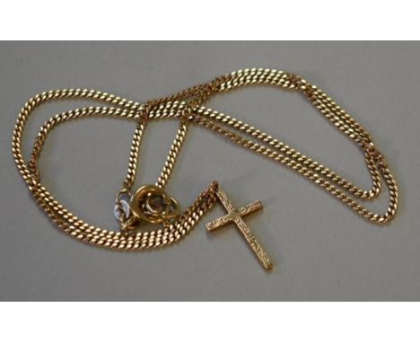 A 9ct gold cross on a 9ct gold chain, 5g.