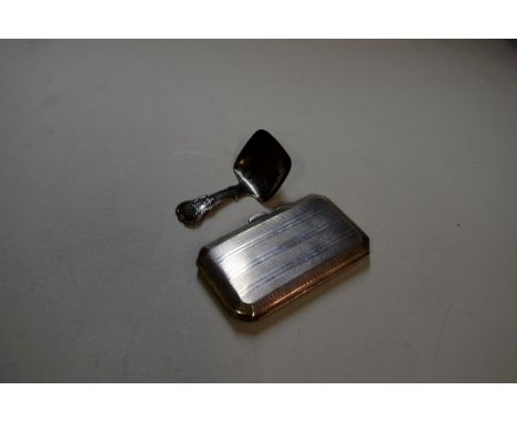 A George III silver Kings pattern caddy spoon, by Joseph Willmore, Birmingham 1817; and a silver cigarette case.