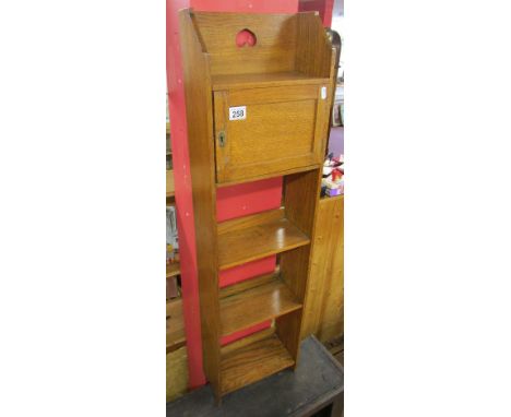 Arts &amp; crafts oak wall shelf - H: 112cm
