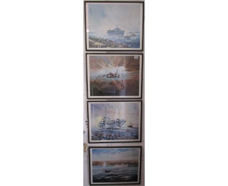 Set of 4 Falklands war prints by Peter Champion
