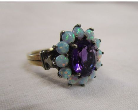 Opal &amp; amethyst cluster ring