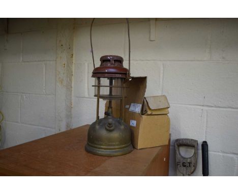 TILLEY LAMP AND ACCESSORIES PLUS A SMALL HAND DRILL