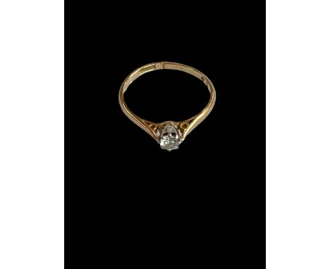 Diamond solitaire 18 carat gold ring, size M.