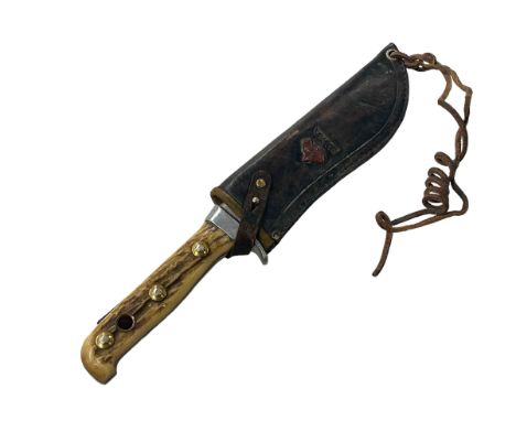 Vintage Puma 'White Hunter' hunting knife, 29cm overall length.