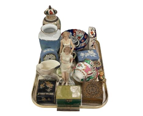 Imari bowl, Masons clock, Lalique swan, Hummel and other figures, Wedgwood Jasper, shagreen and other boxes, etc.